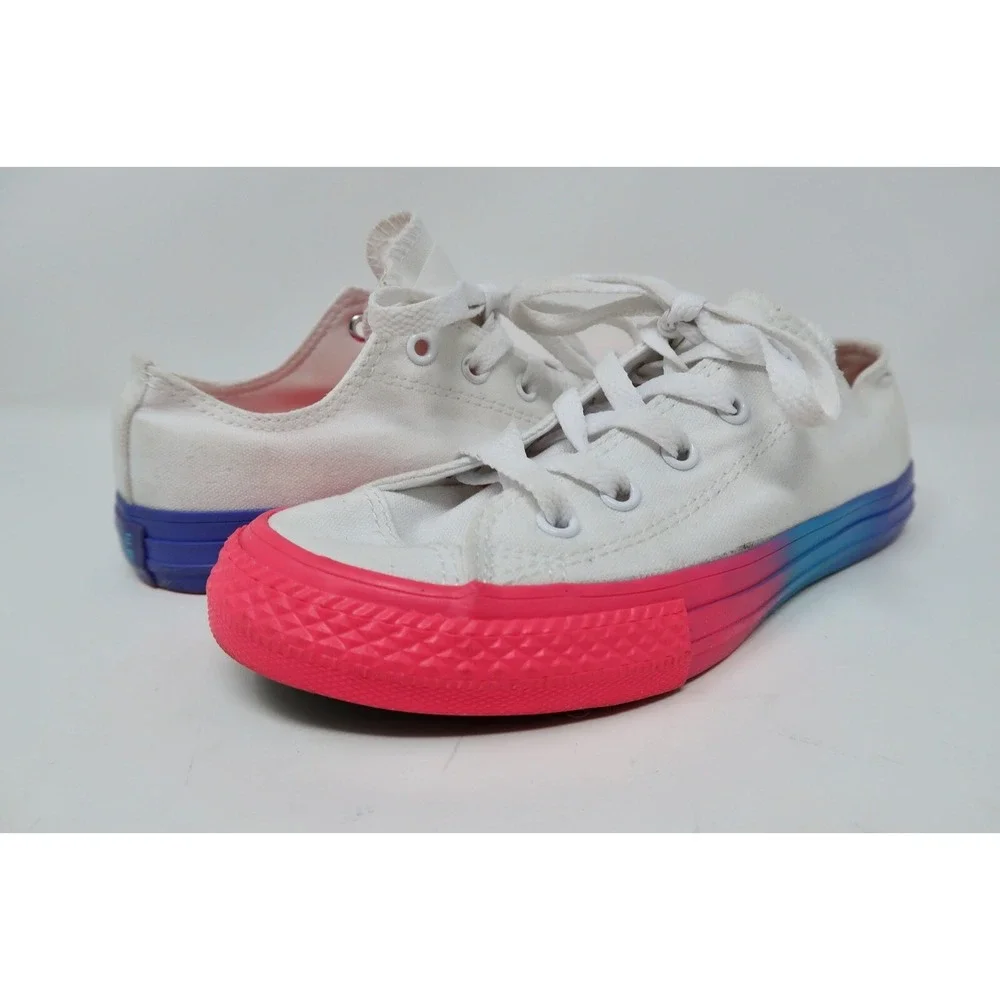 Converse Girl's Size 2 Pink Blue White Racer Sneakers‎ Shoes 664198F